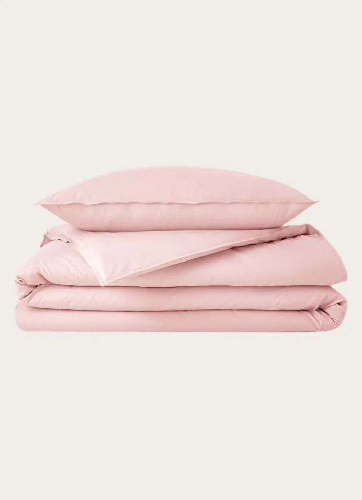 TAIE D'OREILLER UNIE EN COTON LAVÉ BIO ROSE PÂLE