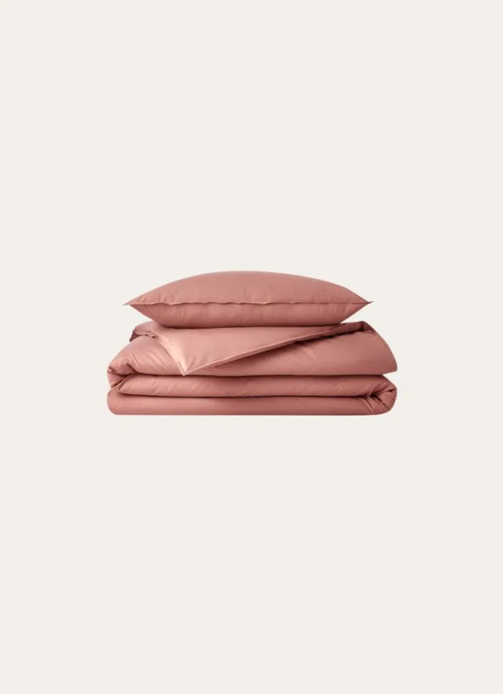 TAIE D'OREILLER UNIE EN COTON LAVÉ BIO ROSE