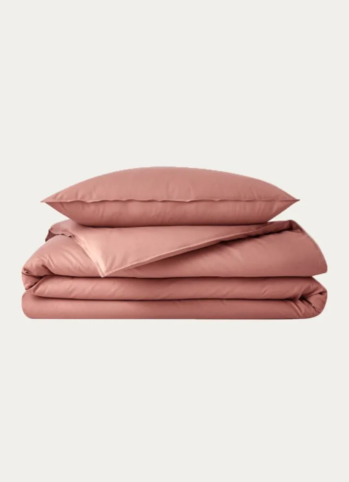 TAIE D'OREILLER UNIE EN COTON LAVÉ BIO ROSE