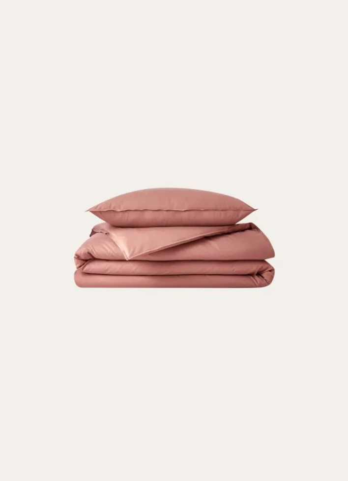 TAIE D'OREILLER UNIE EN COTON LAVÉ BIO ROSE