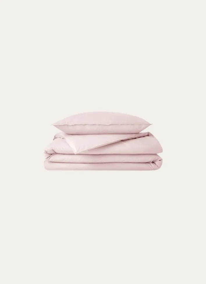 TAIE D'OREILLER UNIE EN COTON LAVÉ BIO ROSE CLAIR