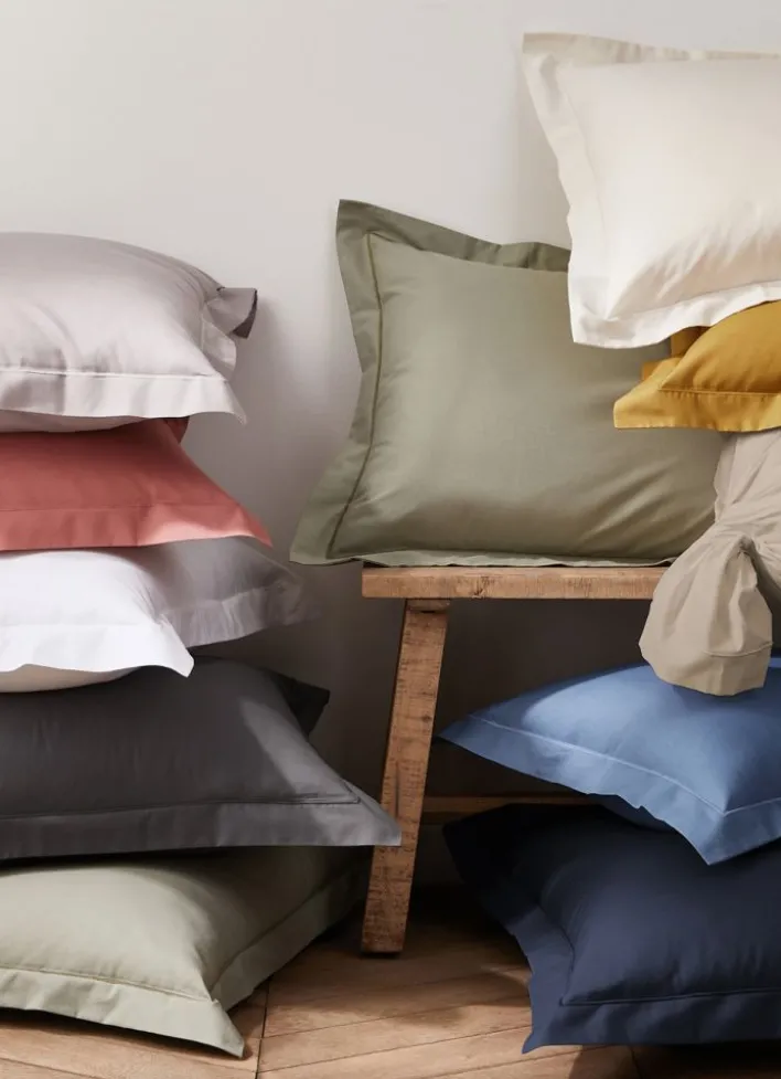 TAIE D'OREILLER UNIE EN COTON OCEAN