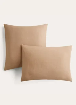 TAIE D'OREILLER UNIE EN LIN LAVÉ 165GR TAUPE