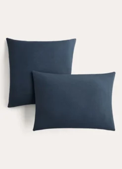 TAIE D'OREILLER UNIE EN LIN LAVÉ 165GR DENIM