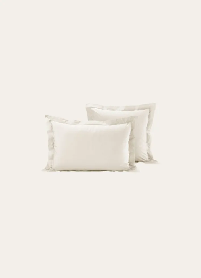 TAIE D'OREILLER UNIE EN PERCALE DE COTON ECRU