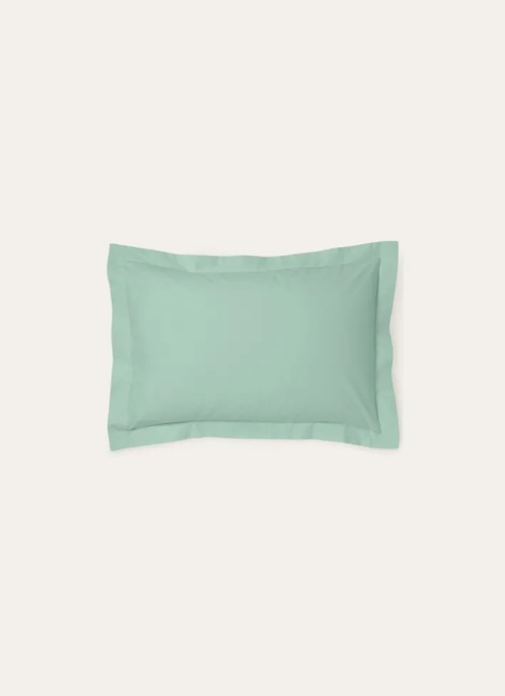 TAIE D'OREILLER UNIE EN PERCALE DE COTON VERT DE GRIS