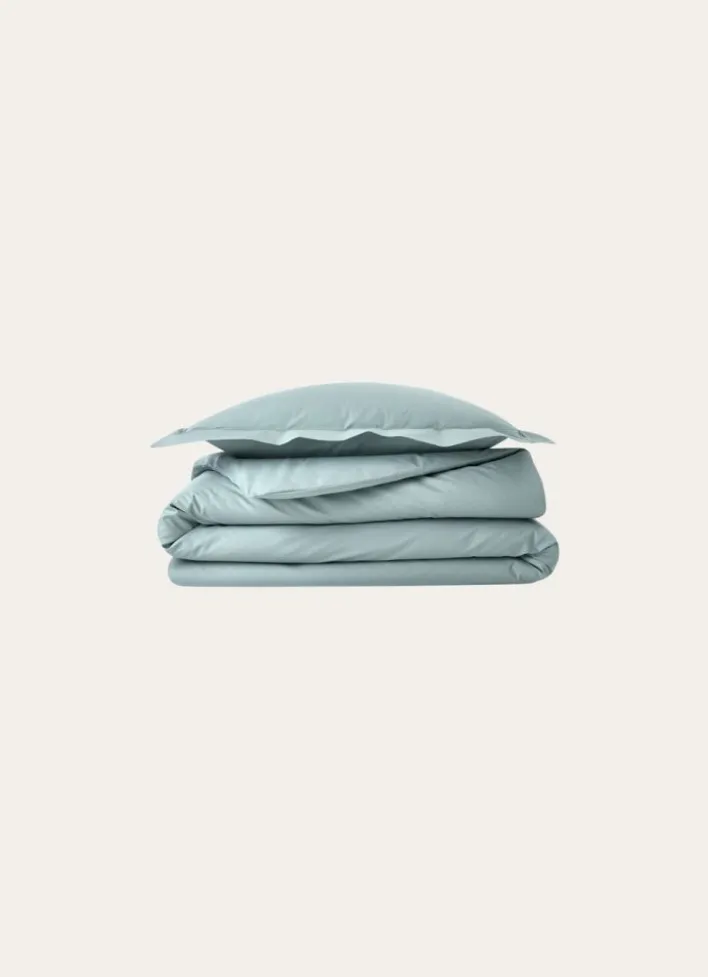 TAIE D'OREILLER UNIE EN PERCALE DE COTON VERT DE GRIS