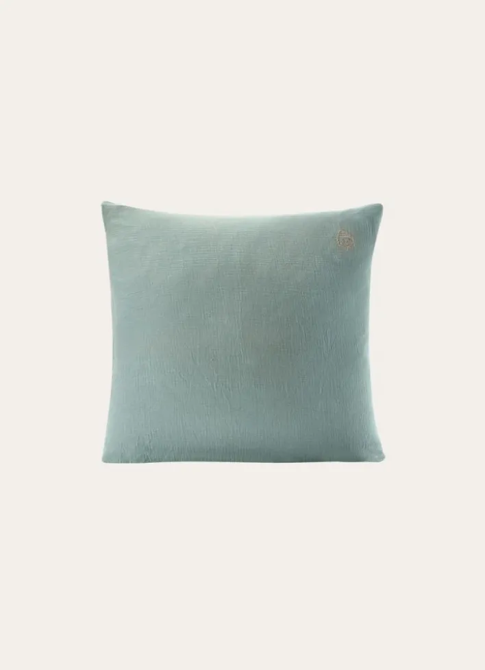 TAIE ENFANT EN GAZE DE COTON BRODERIE FEUILLE MOUSSE
