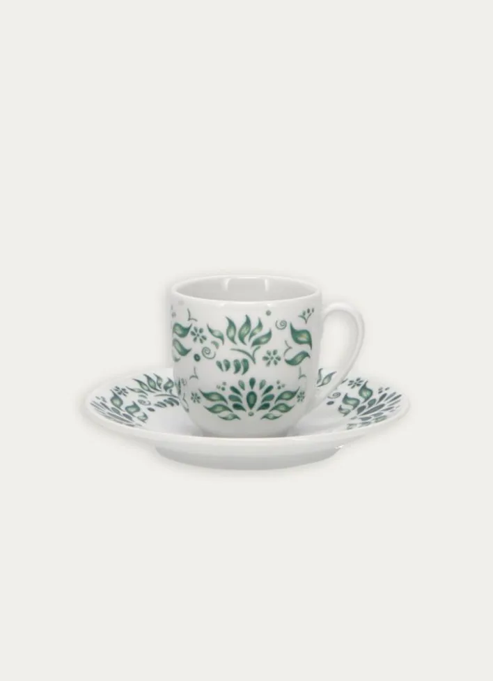 TASSE AVEC SOUCOUPE EN PORCELAINE VERT