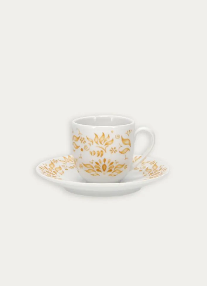 TASSE AVEC SOUCOUPE EN PORCELAINE CURRY