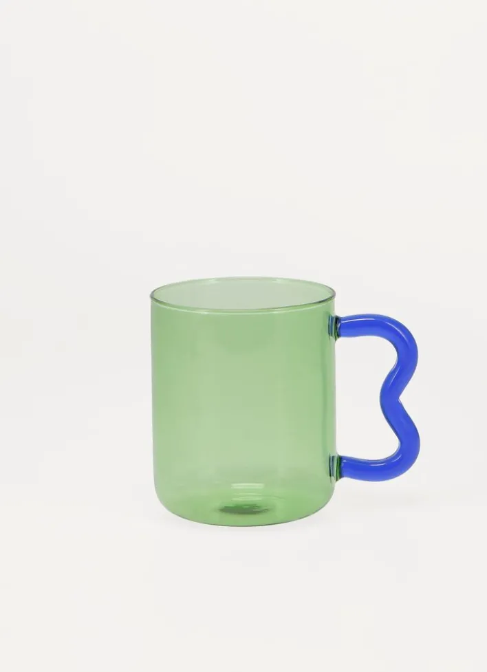 TASSE EN VERRE VERT/BLEU