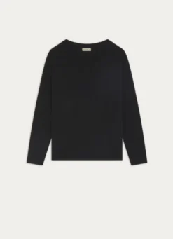 TEE-SHIRT MANCHES LONGUES EN MAILLE DOUCE NOIR
