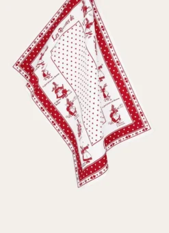 TORCHON EN COTON IMPRIMÉ BIGOUDÈNES ROUGE
