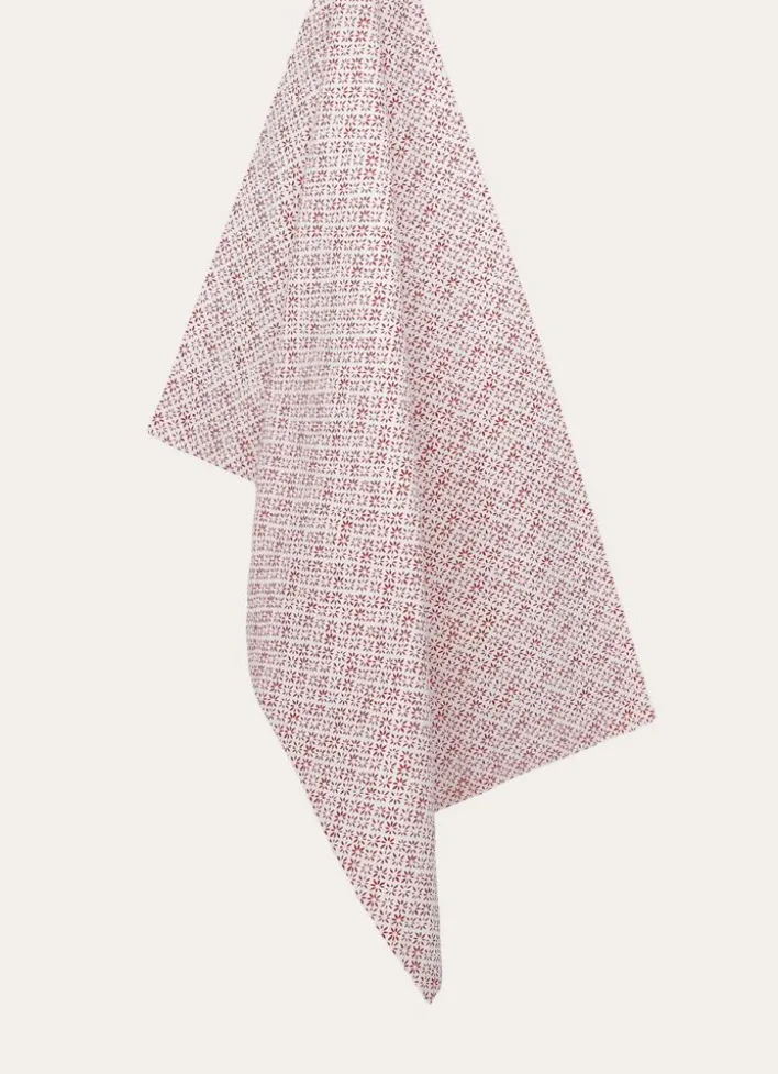 TORCHON EN COTON MINI MOTIFSBLANC ROUGE