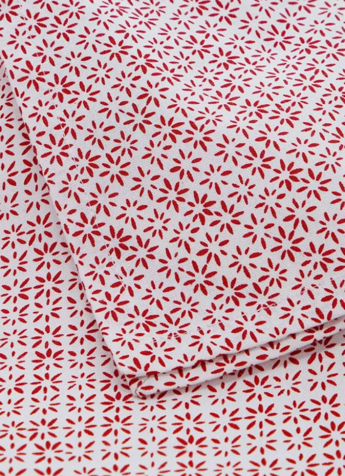 TORCHON EN COTON MINI MOTIFSBLANC ROUGE
