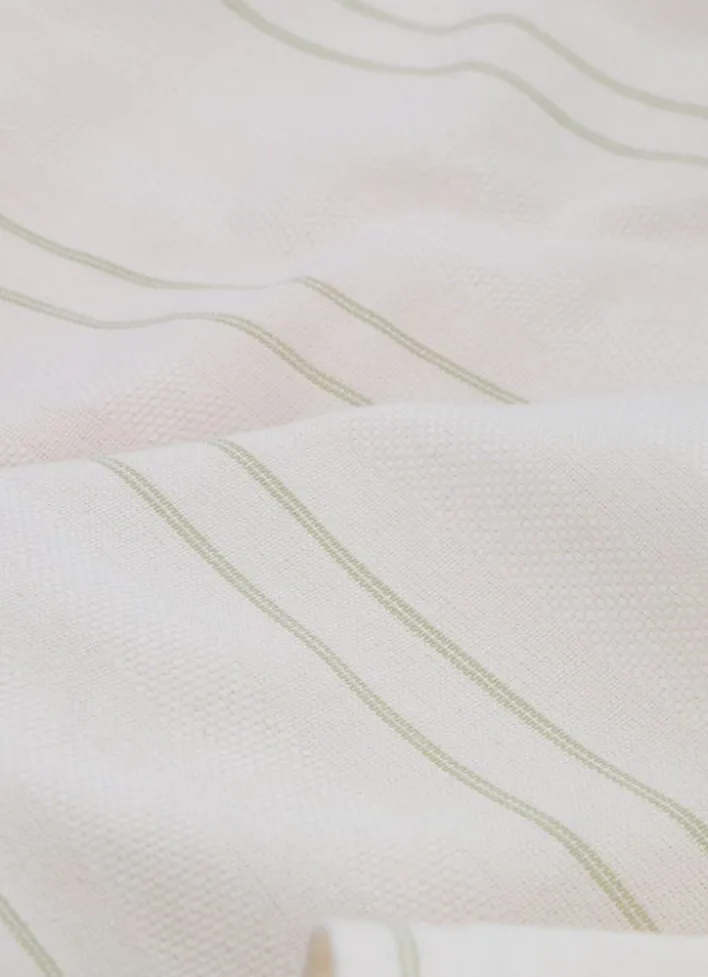 TORCHON EN COTON TEXTURÉ AVEC RAYURES vert