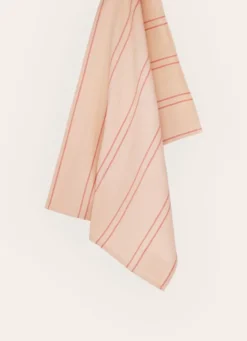 TORCHON EN COTON TEXTURÉ AVEC RAYURES rouge