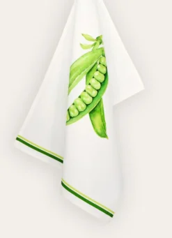TORCHON IMPRIMÉ PETITS POIS BLANC/VERT