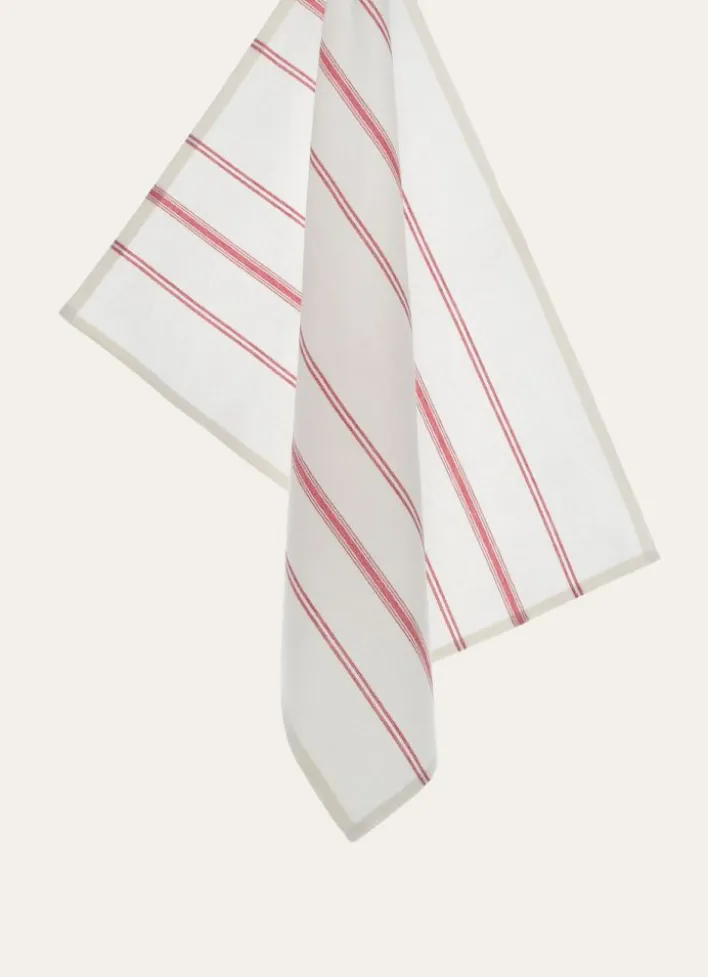TORCHON RAYÉ EN TOILE DE COTON BLEU