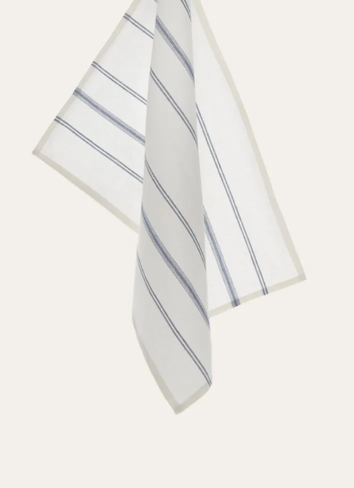 TORCHON RAYÉ EN TOILE DE COTON ROUGE