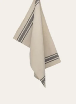TORCHON À RAYURES LIN/NOIR