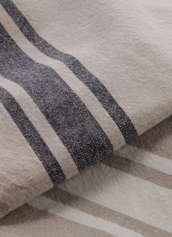 TORCHON À RAYURES LIN/NOIR
