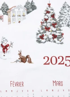TORCHON SCÈNE CALENDRIER MULTICOLORE