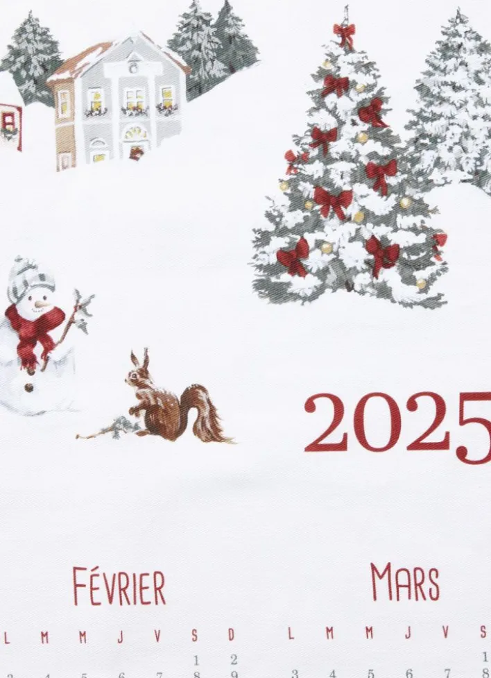 TORCHON SCÈNE CALENDRIER MULTICOLORE