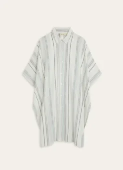 TUNIQUE BOUTONNÉE FORME AMPLE EN COTON ECRU