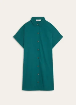 TUNIQUE MANCHES COURTES EN COTON TWILL EMERAUDE