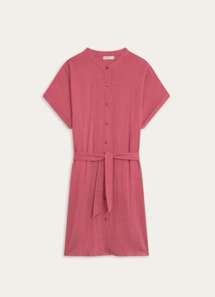 TUNIQUE MANCHES COURTES EN GAZE DE COTON FUSCHIA