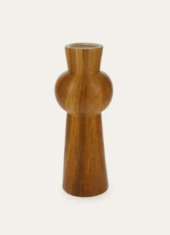 VASE EN CÉRAMIQUE IMITATION BOIS MARRON