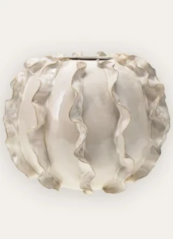 VASE EN GRÈS EFFET ONDULÉ BLANC CASSE