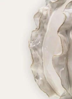 VASE EN GRÈS EFFET ONDULÉ BLANC CASSE