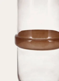 VASE EN VERRE AVEC CERCLE FAIT MAIN BRUN TRANSPARENT
