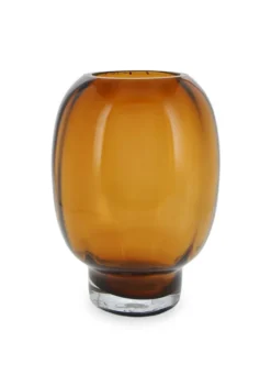 VASE EN VERRE AVEC SOCLE ÉPAIS FAIT MAIN AMBRE