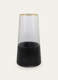 VASE EN VERRE BICOLORE AVEC LISERET DORÉ TRANSPARENT/NOIR