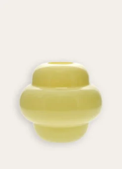 VASE EN VERRE COLORÉ SOUFFLÉ À LA BOUCHE JAUNE PASTEL