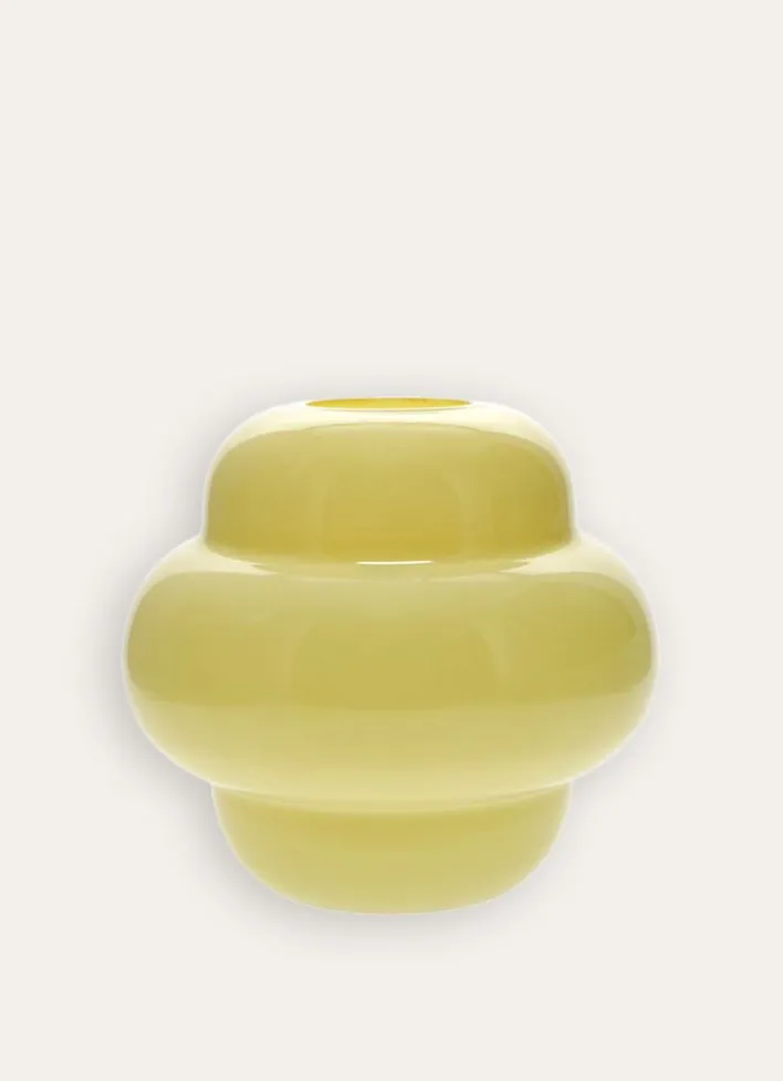 VASE EN VERRE COLORÉ SOUFFLÉ À LA BOUCHE JAUNE PASTEL