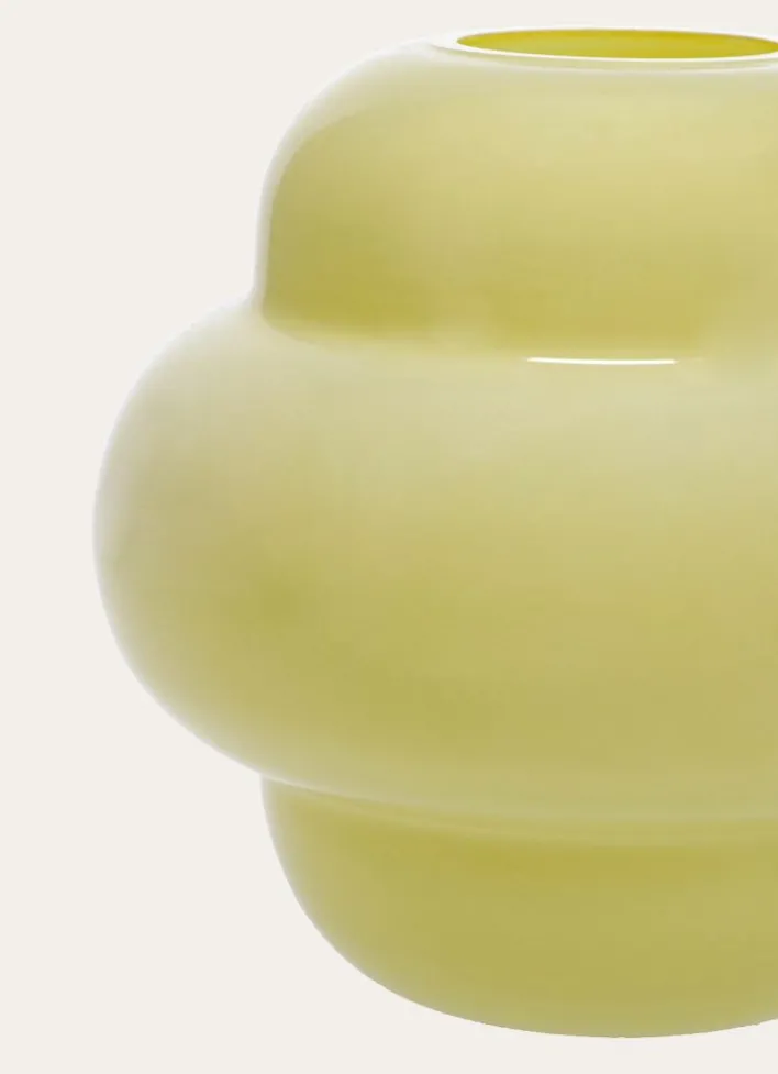 VASE EN VERRE COLORÉ SOUFFLÉ À LA BOUCHE JAUNE PASTEL