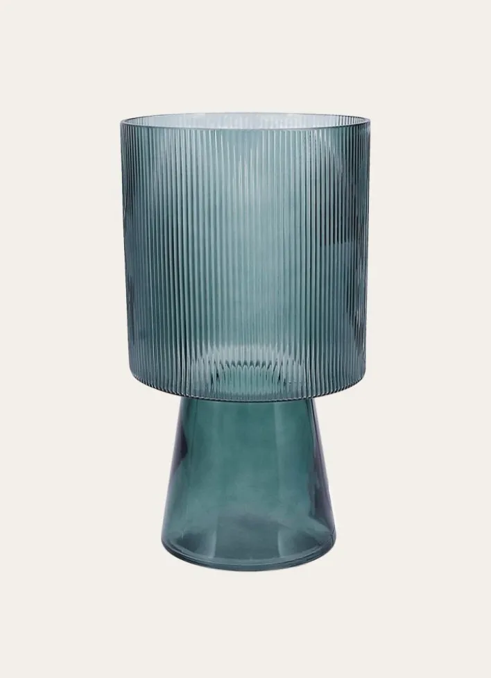 VASE EN VERRE STRIÉ EFFY VERT TRANSPARENT