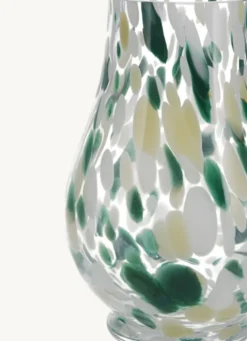 VASE EN VERRE TRANSPARENT TACHETÉ TRANSPARENT VERT BEIGE