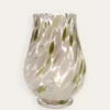 VASE EN VERRE TRANSPARENT TACHETÉ BEIGE ROSE OLIVE