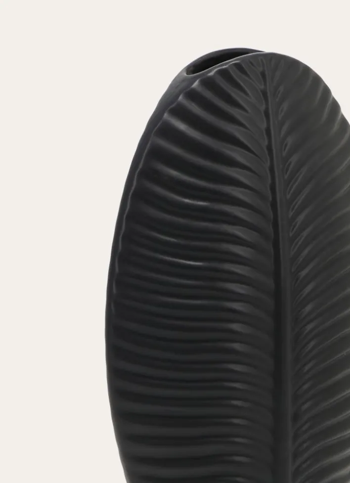 VASE FEUILLE EN CERAMIQUE Noir