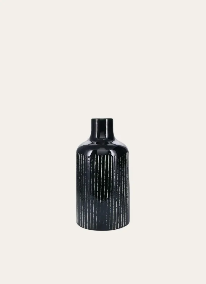 VASE ÉMAILLÉ AVEC LIGNES VERT FONCÉ