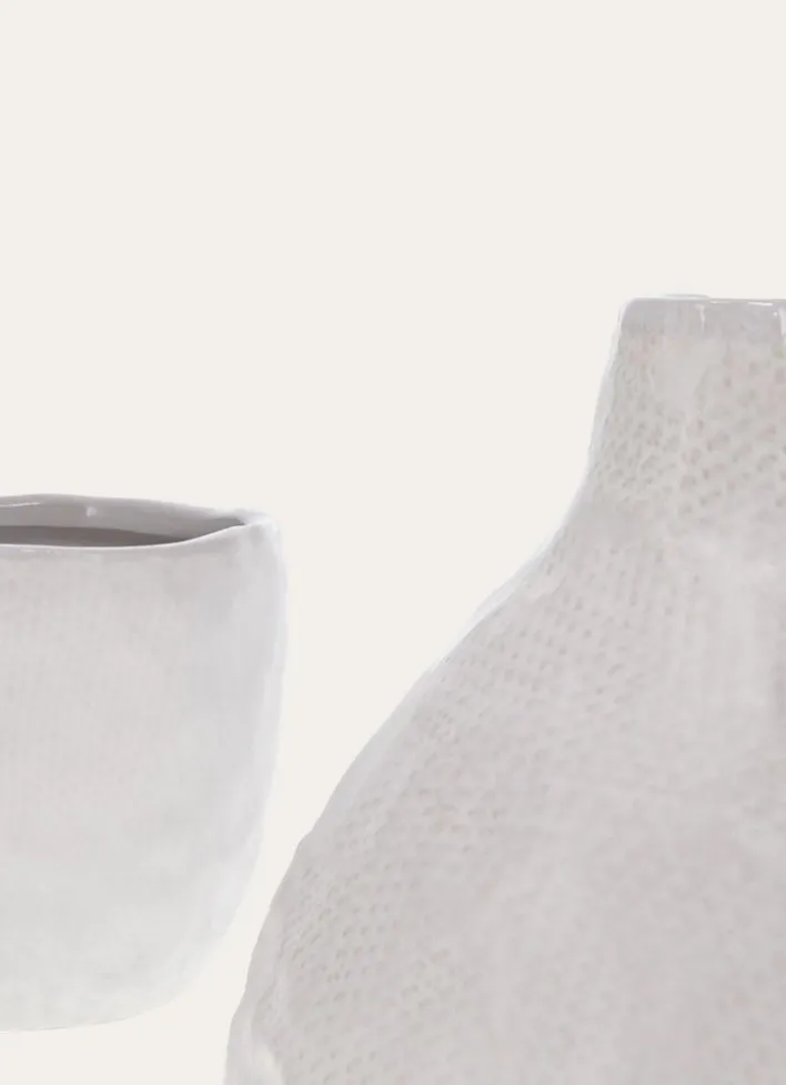 VASE SOLIFLORE EN GRÈS BLANC