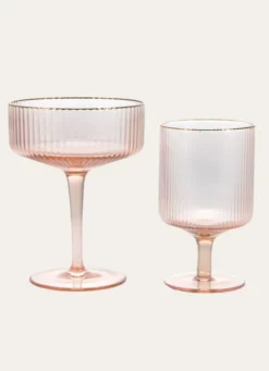 VERRE À PIED EN VERRE FUMÉ STRIÉ NUDE