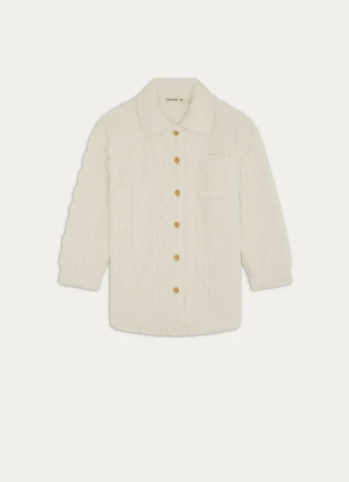 VESTE EN POLAIRE AVEC MOTIFS EMBOSSÉS TORSY ÉCRU