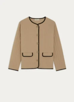 VESTE MATELASSÉE À MANCHES LONGUES BEIGE FONCÉ