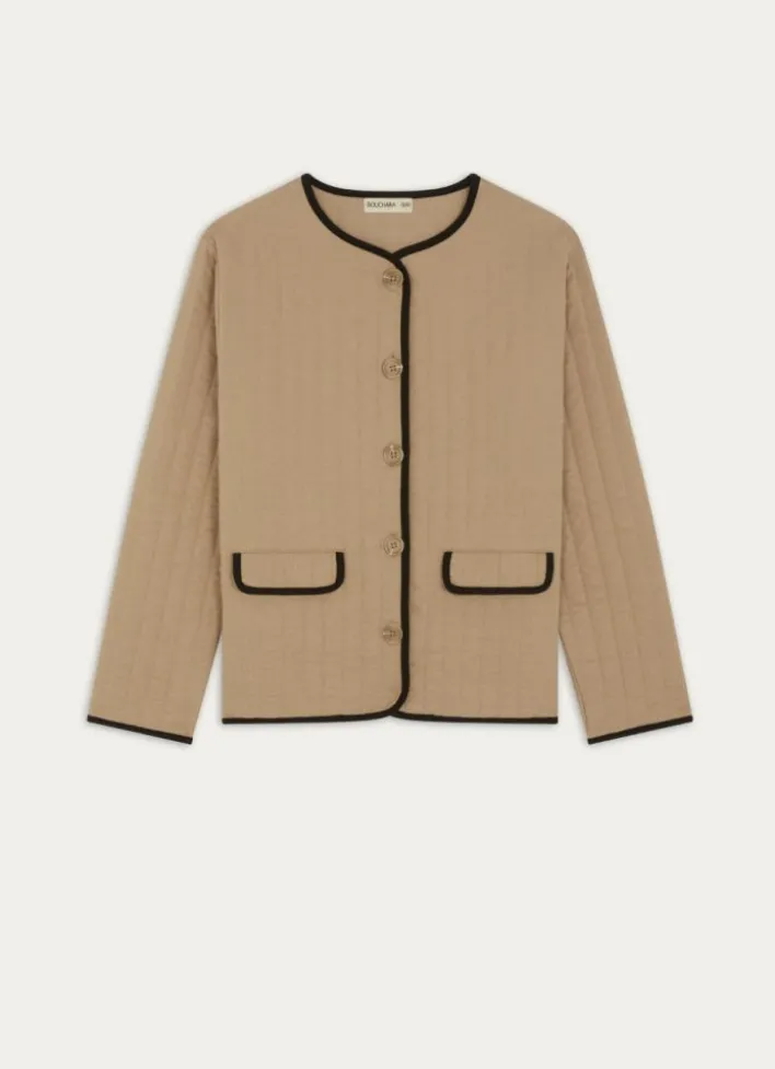 VESTE MATELASSÉE À MANCHES LONGUES BEIGE FONCÉ